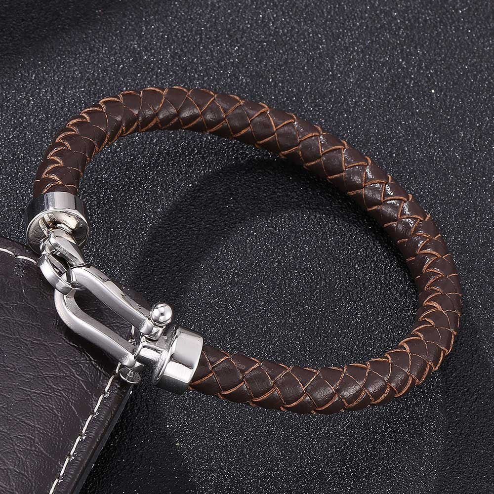 Men's Silver Leather Bracelet