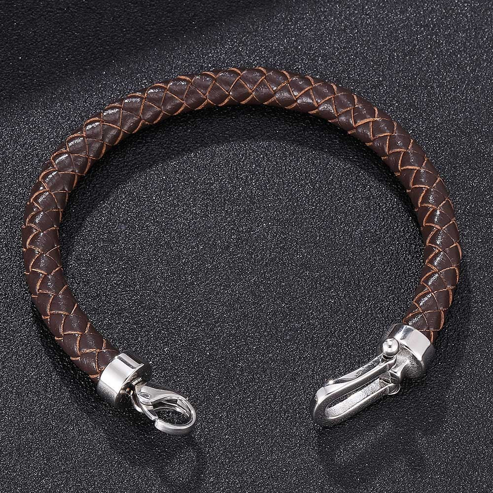 Men's Silver Leather Bracelet