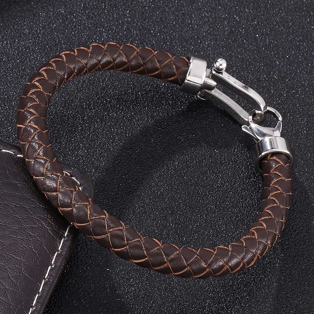 Men's Silver Leather Bracelet