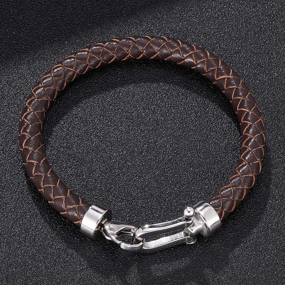 Men's Silver Leather Bracelet